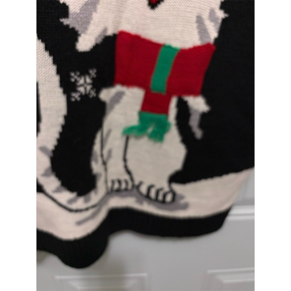 Ugh-Lee Sweater Womens Plus 2X Black Christmas Cat LA LA Shimmer Knit - Picture 2 of 11